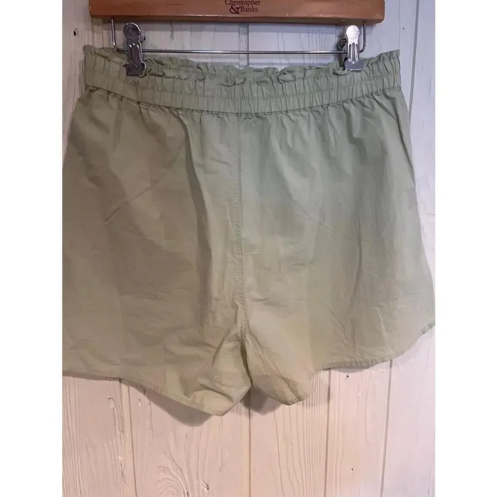 Madewell Green Elastic Waist Shorts Medium NEW